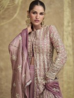 Dusty Pink Premium Real Georgette Party Wear Lehenga Suit